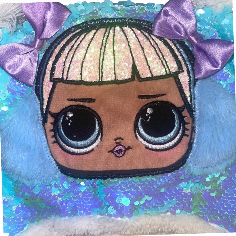 LOL Surprise Sequin Winter Hat Kids Earflap Pom Pom Y2K Cute Kawaii - Picture 2 of 4